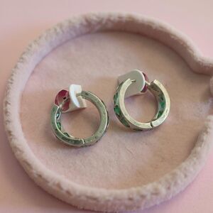 Kate Spade Gold with green hearts hoop earrings-New
